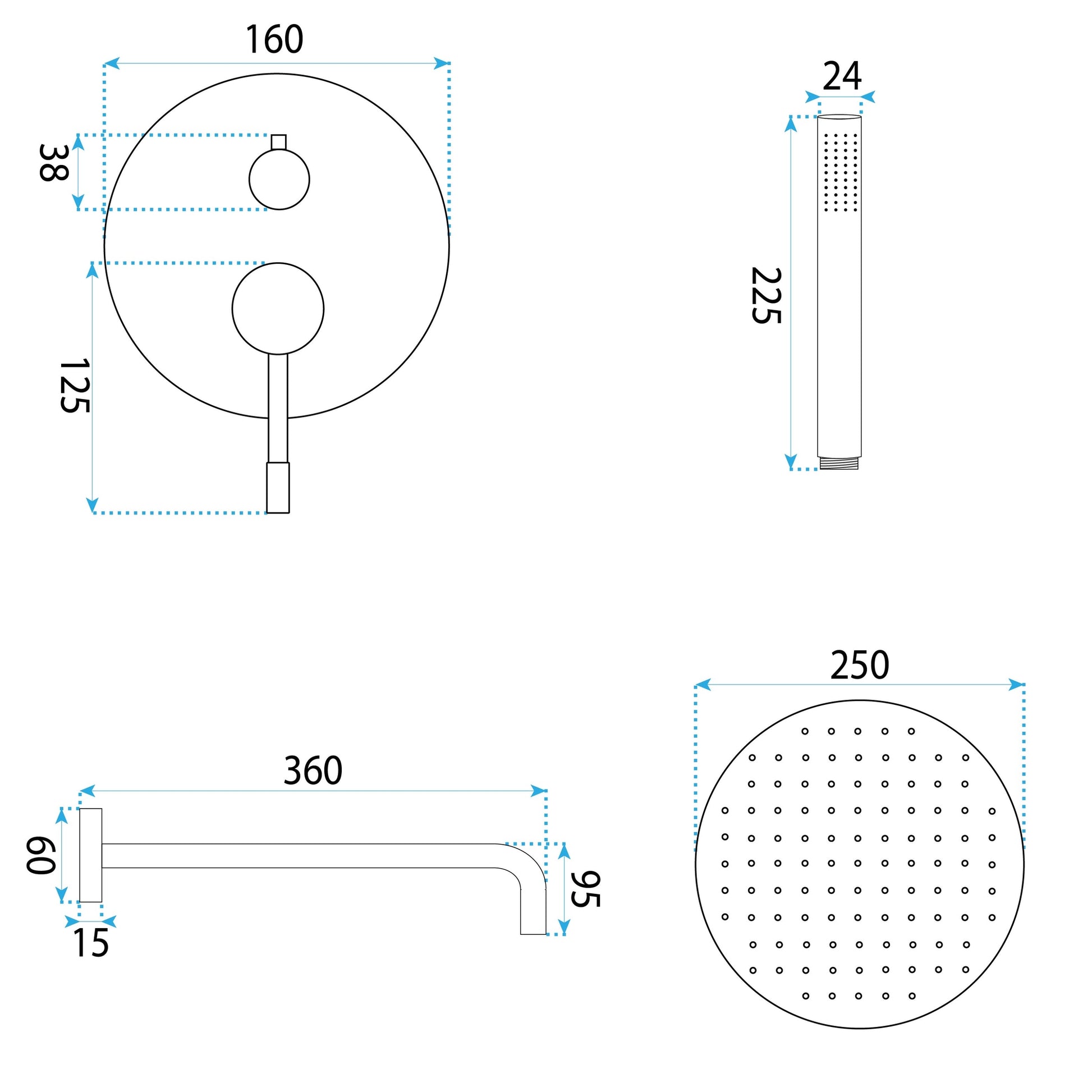 Unterputz Duschset Rea Lungo Diamond Chrome + Box  6