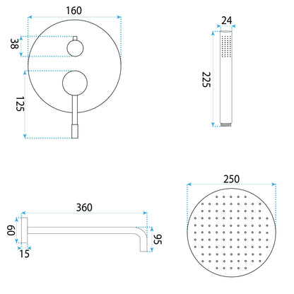 Unterputz Duschset Rea Lungo Diamond Chrome + Box  6