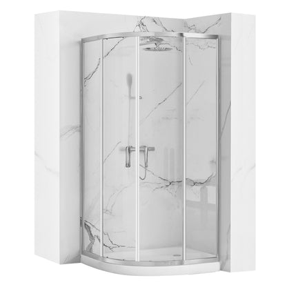 Duschkabine REA Look Chrome 80x80 Mit weißer Duschwanne Look 1
