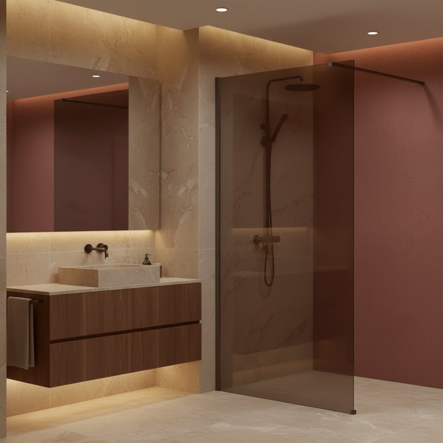 Duschwand Rea Flexi Brown / Titan 80  1