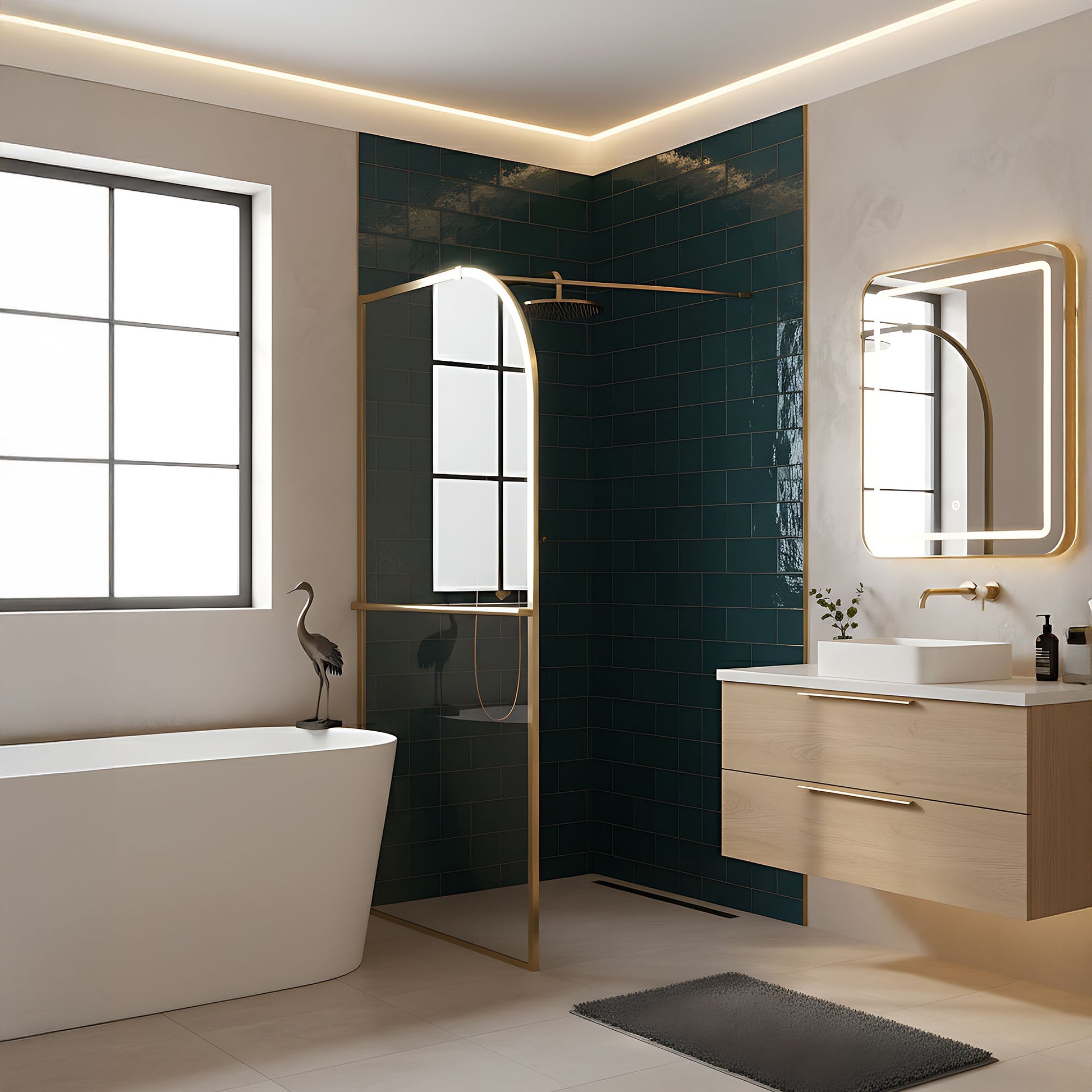 Duschwand Rea Sky Brush Gold 100  3