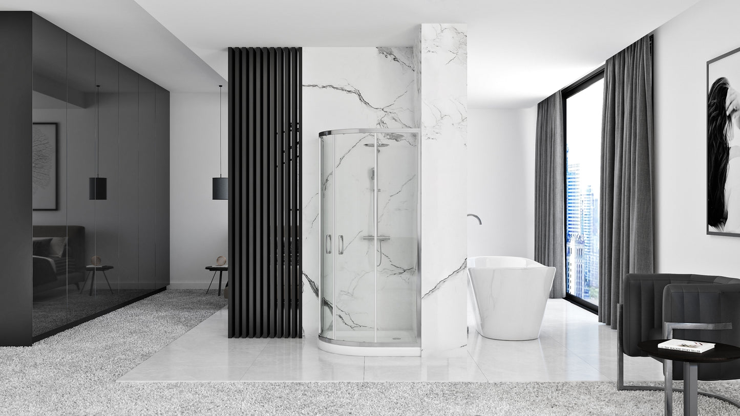 Duschkabine REA Look Chrome 80x80 Mit weißer Duschwanne Look 4