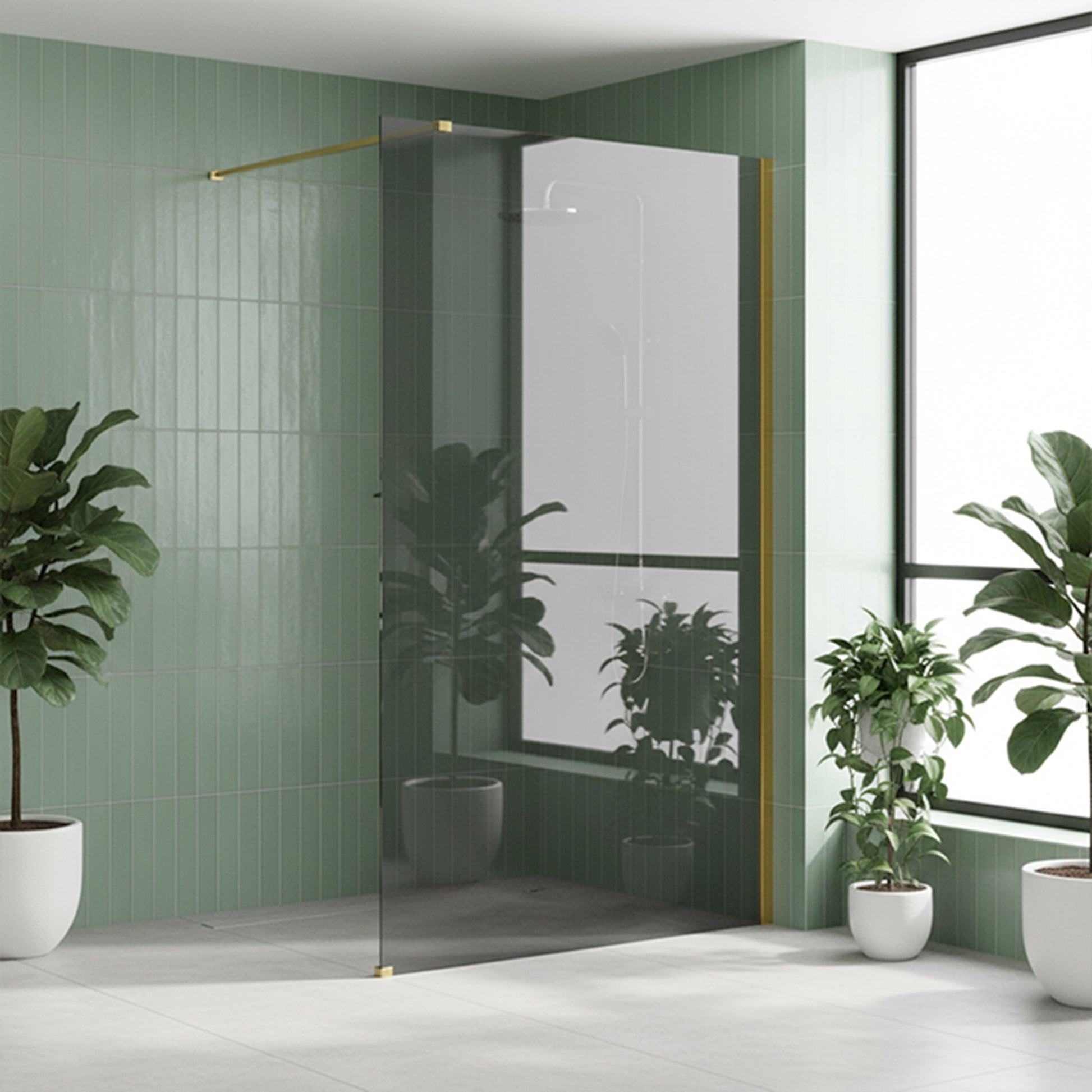 Duschwand Rea Flexi Grey / Gold 120  1