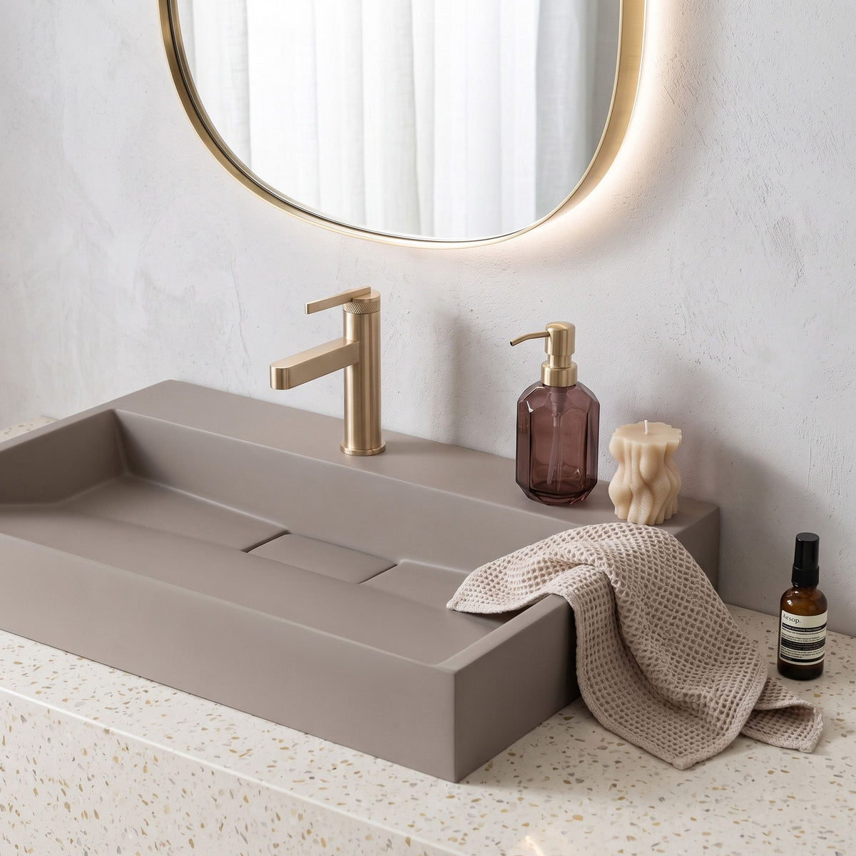 Waschbecken Konglomerat Rea GOYA TAUPE 70CM 7