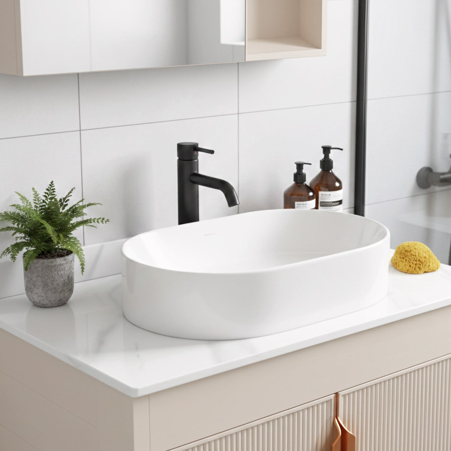 Комплект мебели для ванной с столешницей Modo 60cm Beige  4