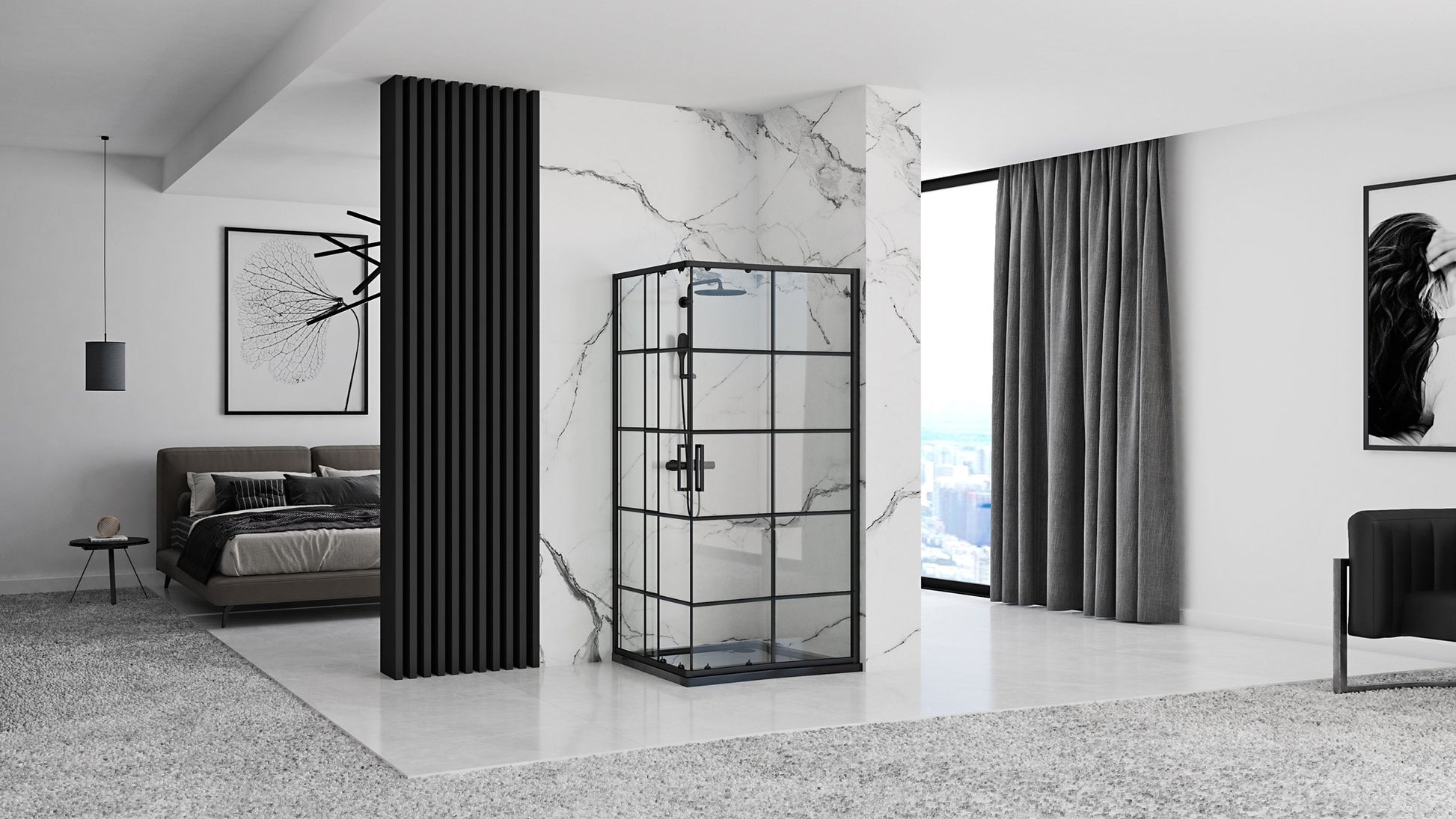 Duschkabine Rea Concept Black 80x100 ohne Duschwanne 2