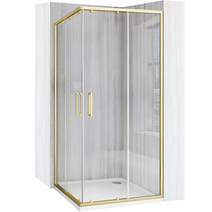 Duschkabine Rea City 80x80 Gold Brush mit Duschwanne Savoy Schwarz 1