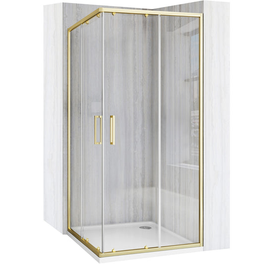 Duschkabine Rea City 80x80 Gold Brush mit Duschwanne Savoy Schwarz 1