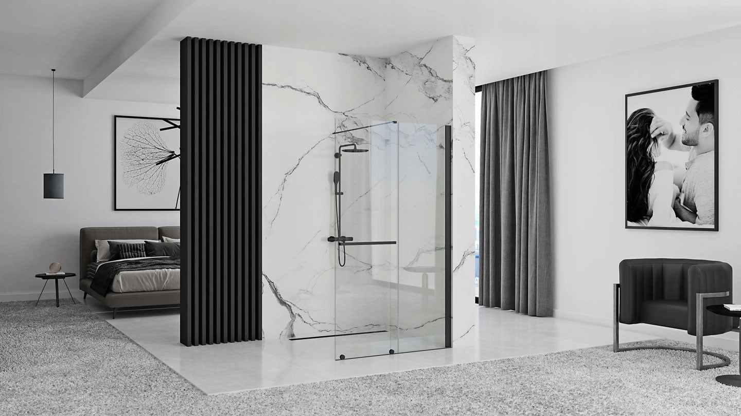 Duschwand Rea Cortis Black 100  3