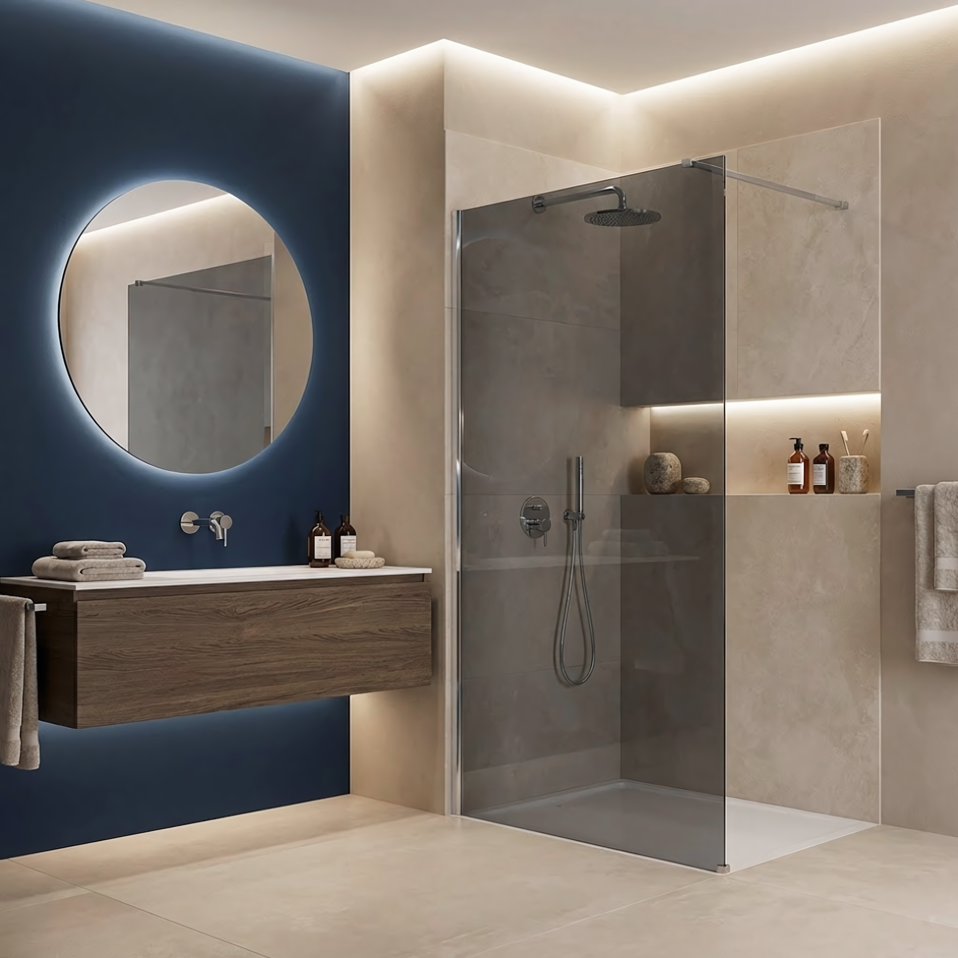 Duschwand Rea Flexi Grey / Chrome 90  3