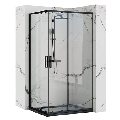 Duschkabine Rea Punto Black 80x100 ohne Duschwanne 1