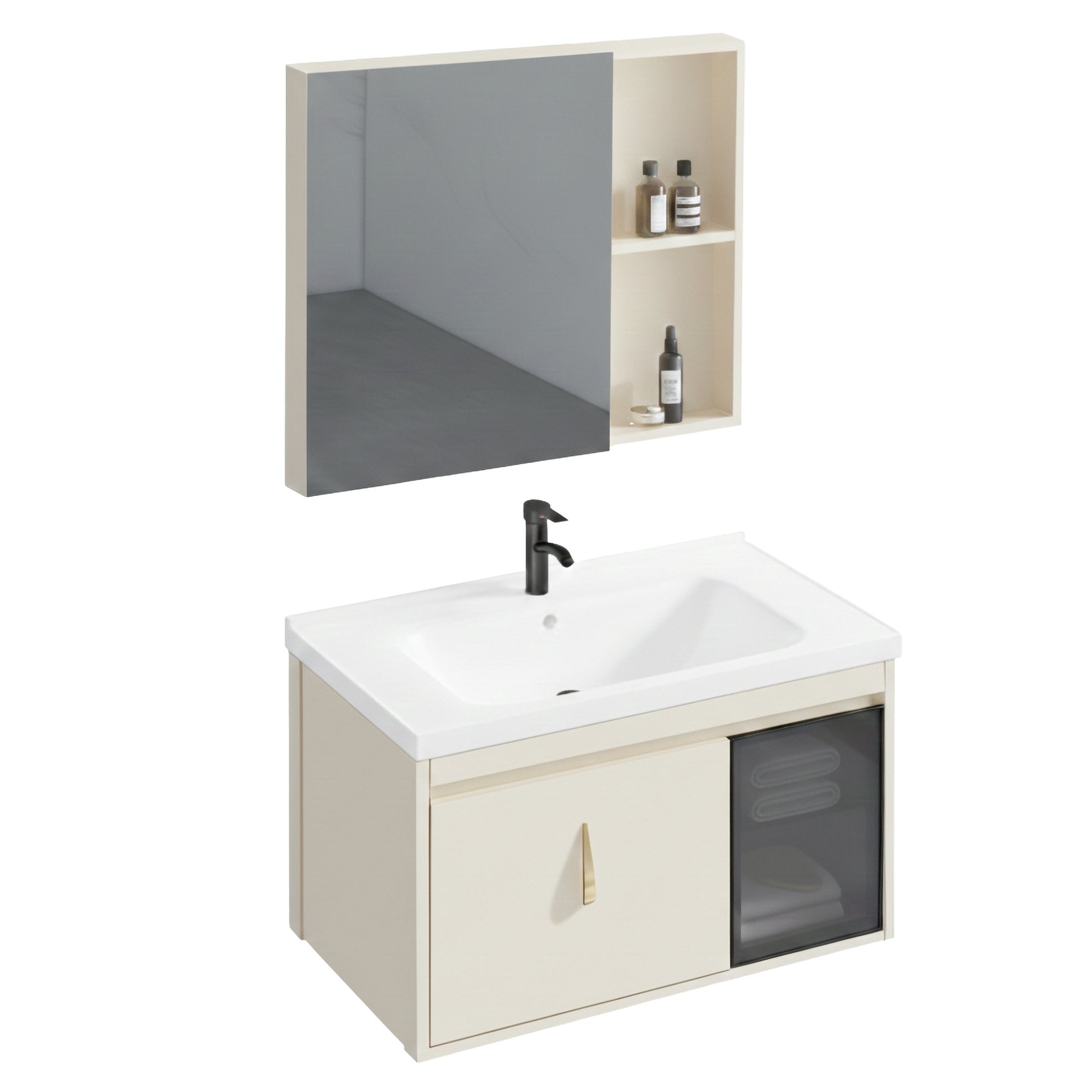 Badezimmermöbel-Set mit Waschbecken Paris 60cm Beige  6