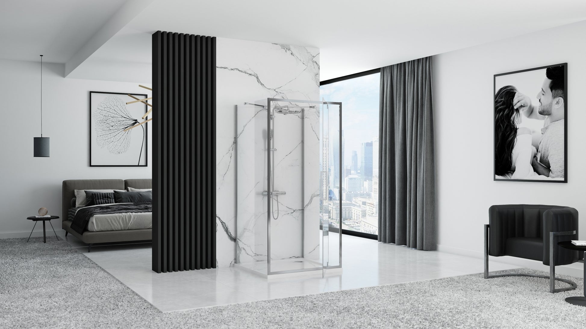 Duschkabine REA Rapid Swing Chrome Wandmontage 100 x 100 3