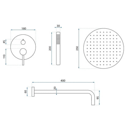 Unterputz Duschset Rea Argon Brush Copper + Box  5
