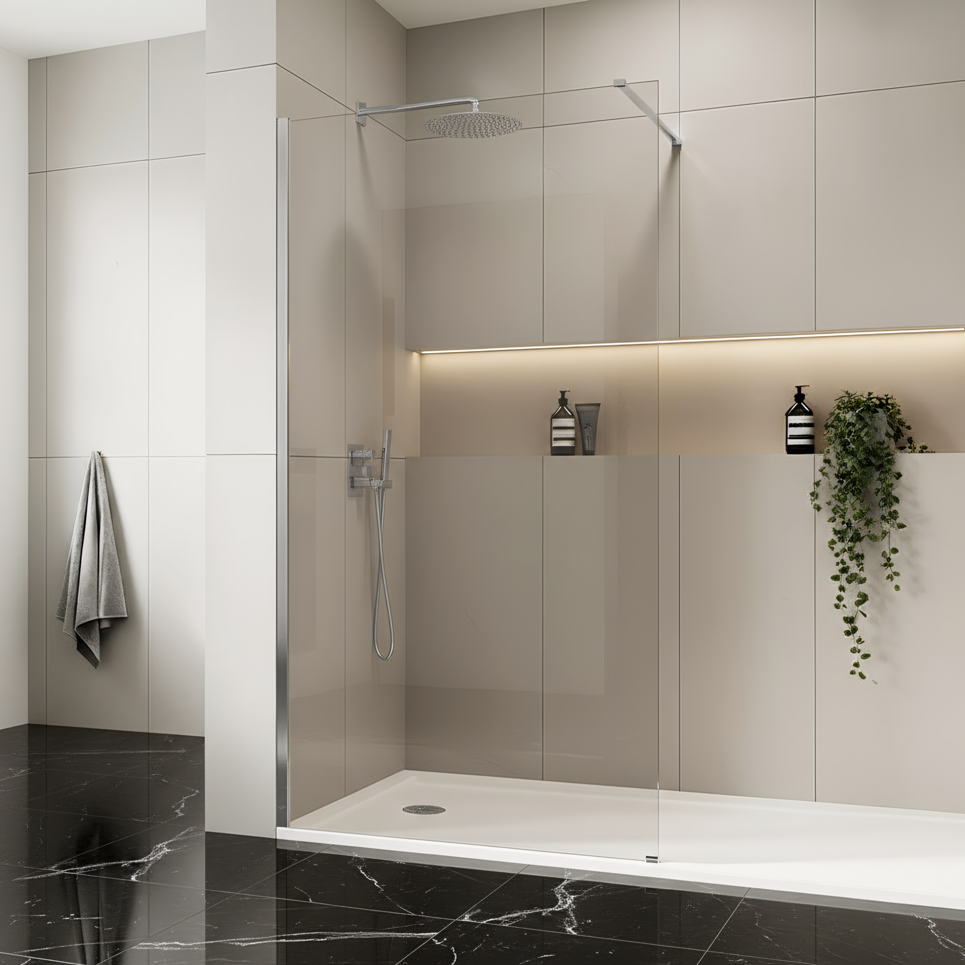 Duschwand Rea Flexi Transparent / Chrome 90  3