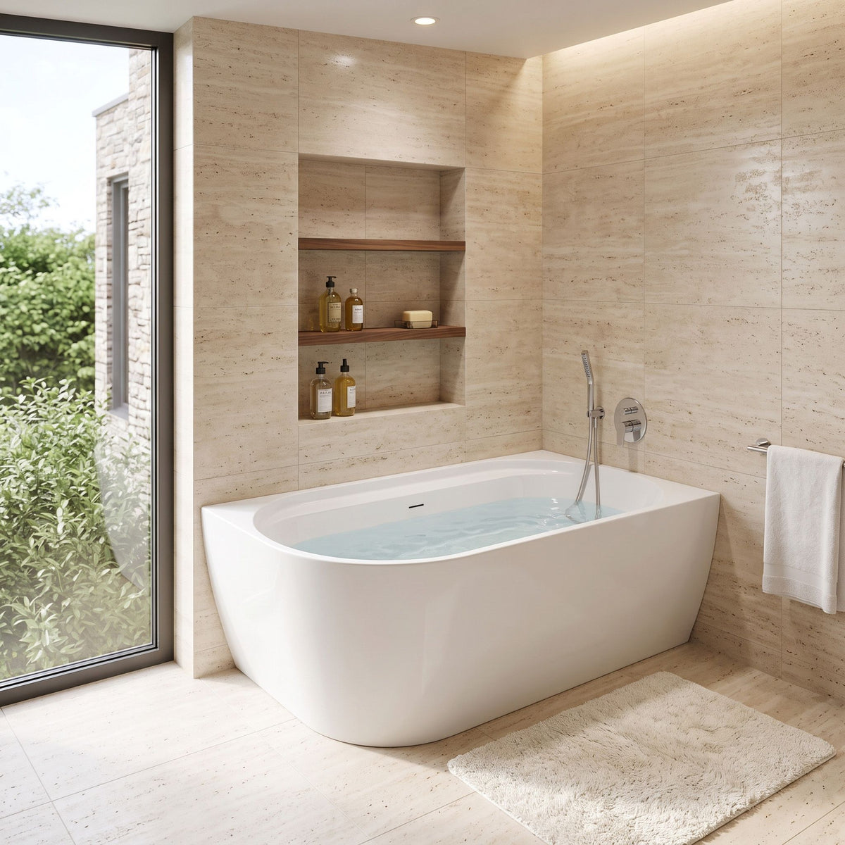 Acryl Eckbadewanne Rea Marion Right 170cm Schwarze Stöpselabdeckung 3