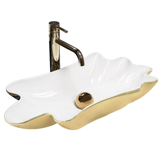Aufsatzwaschbecken REA Sea White Gold + Stöpsel Click-Clack  1