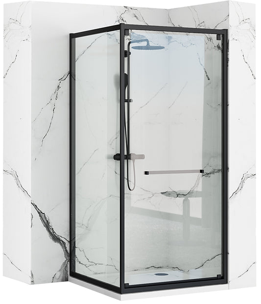 Duschkabine Rea Space In Black 90x90 mit Duschwanne Savoy 1