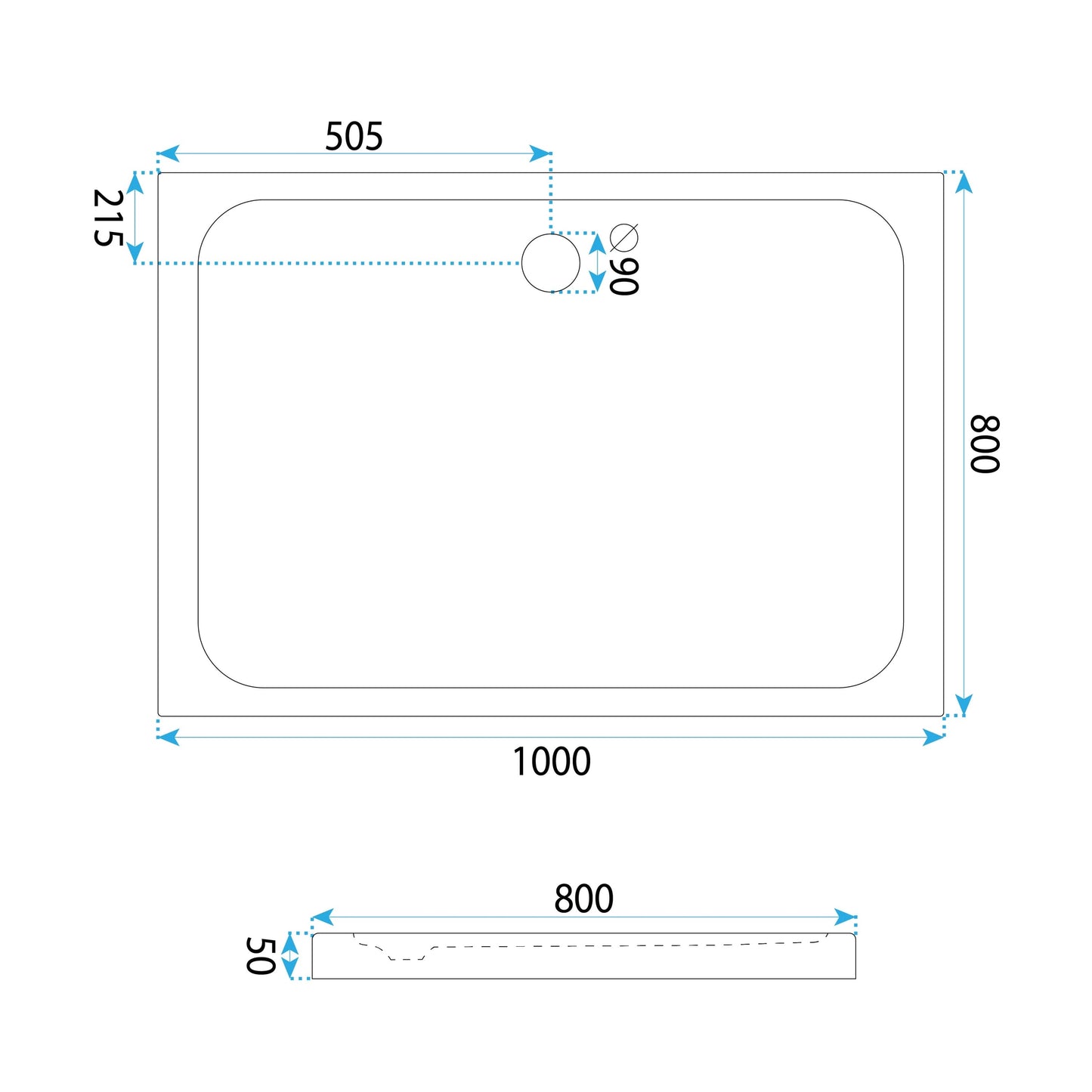 Acryl Duschwanne Rea Belmond White 80x100  5