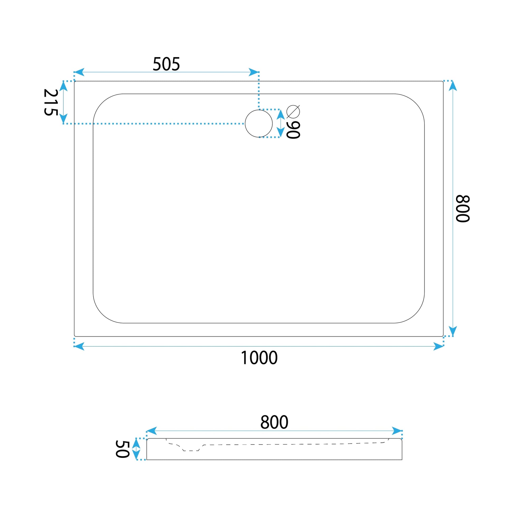 Acryl Duschwanne Rea Belmond White 80x100  5