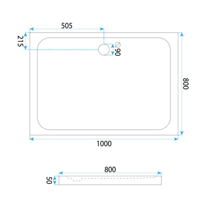 Acryl Duschwanne Rea Belmond White 80x100  5