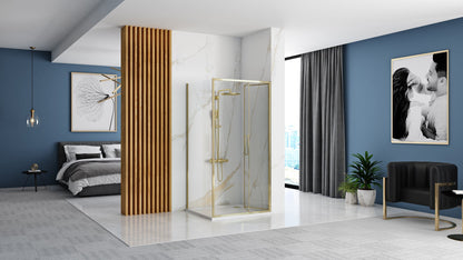Eckdusche Rapid Fold Gold 90 x 90 2