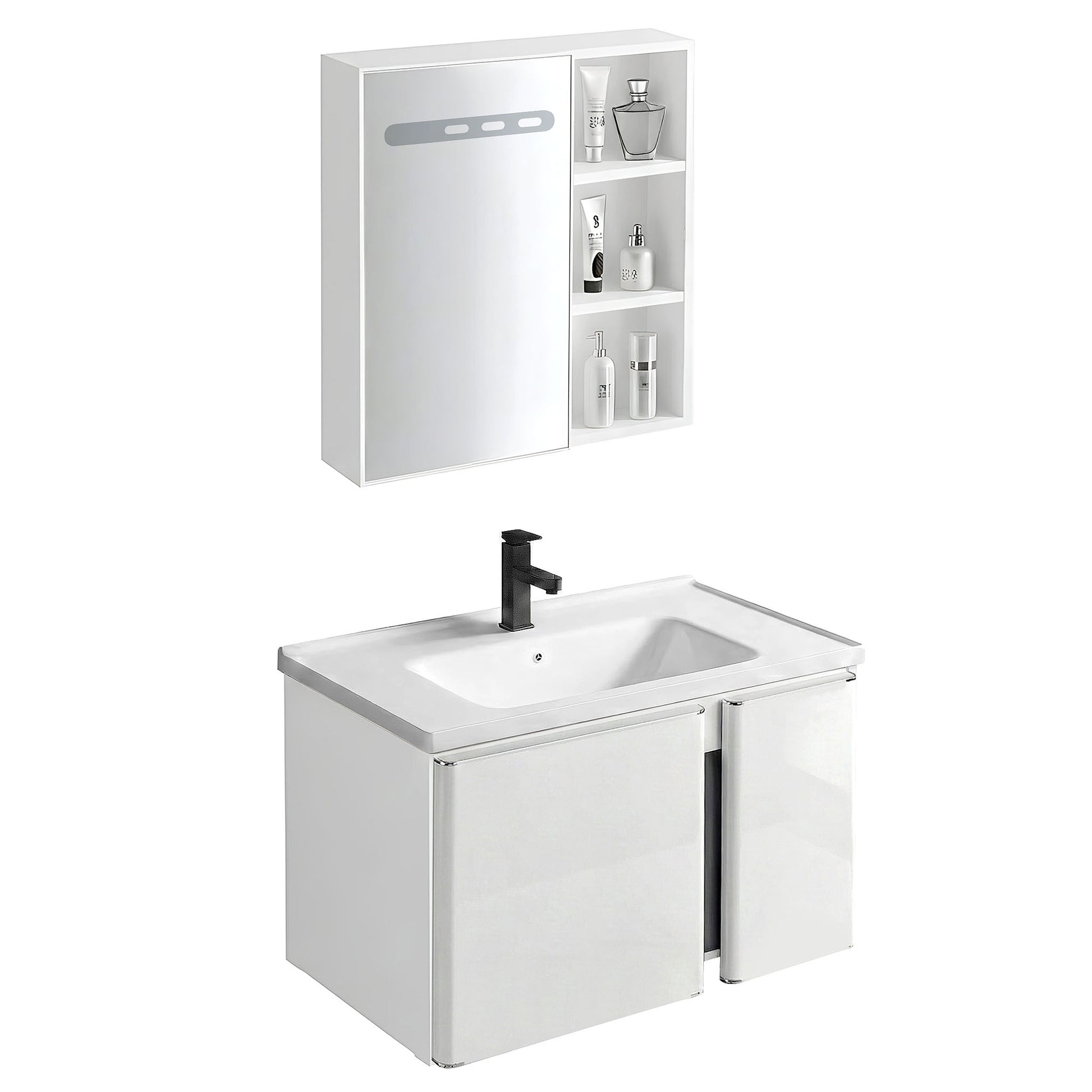 Badezimmermöbel-Set mit Waschbecken Tula 60cm White  5