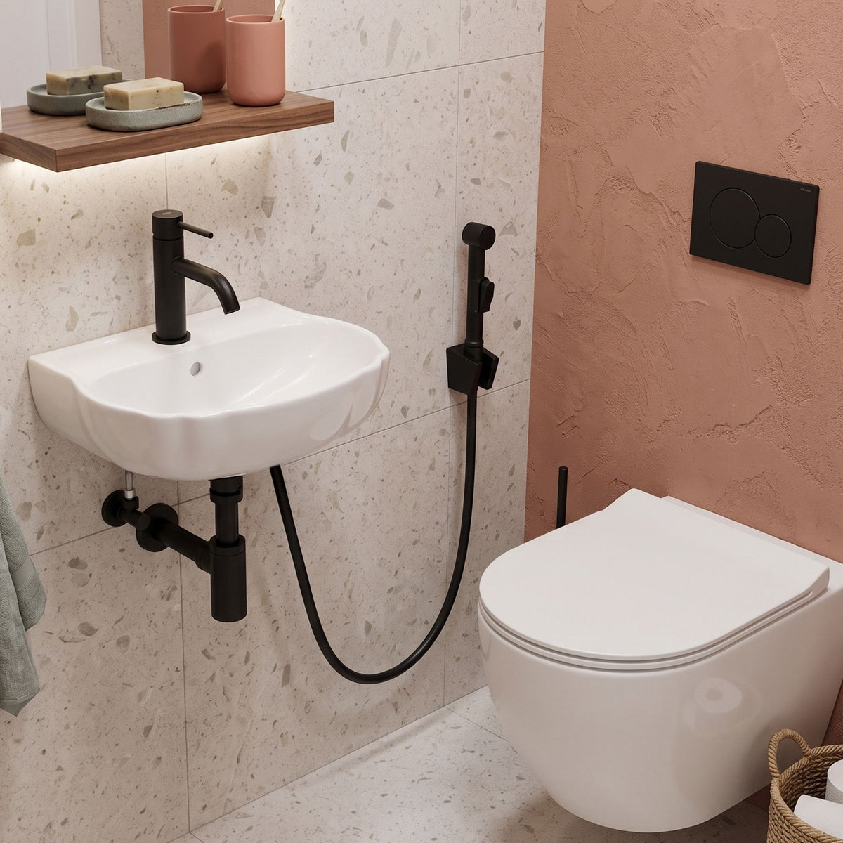 Waschtischarmatur Mit Bidetta Rea Lungo Black 6