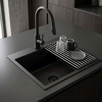 Stahlspüle Mit 3-teiligem Zubehörset REA Leo 50 Black Beige Accessoires 3