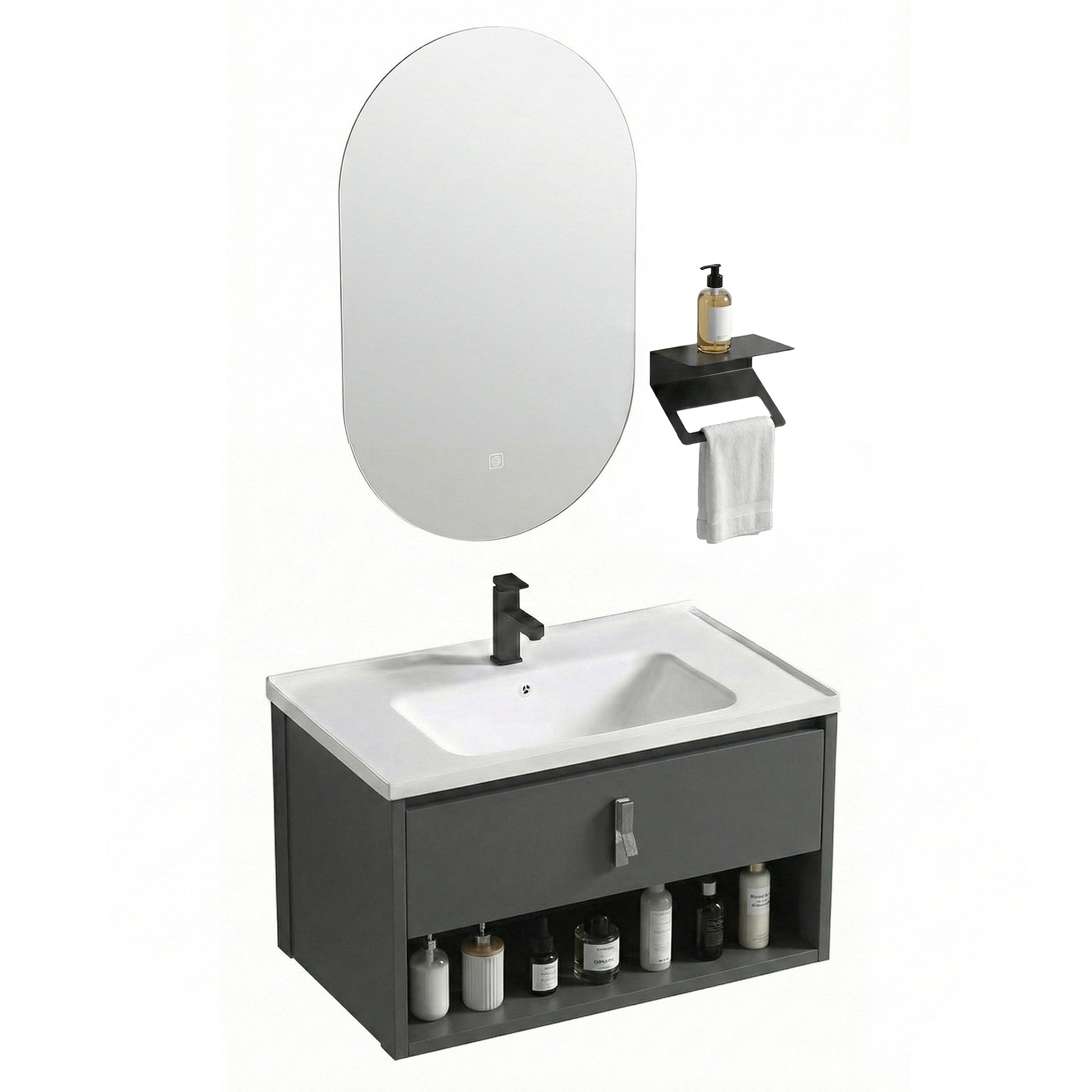 Badezimmermöbel-Set mit Waschbecken Toledo 60cm Grey  7