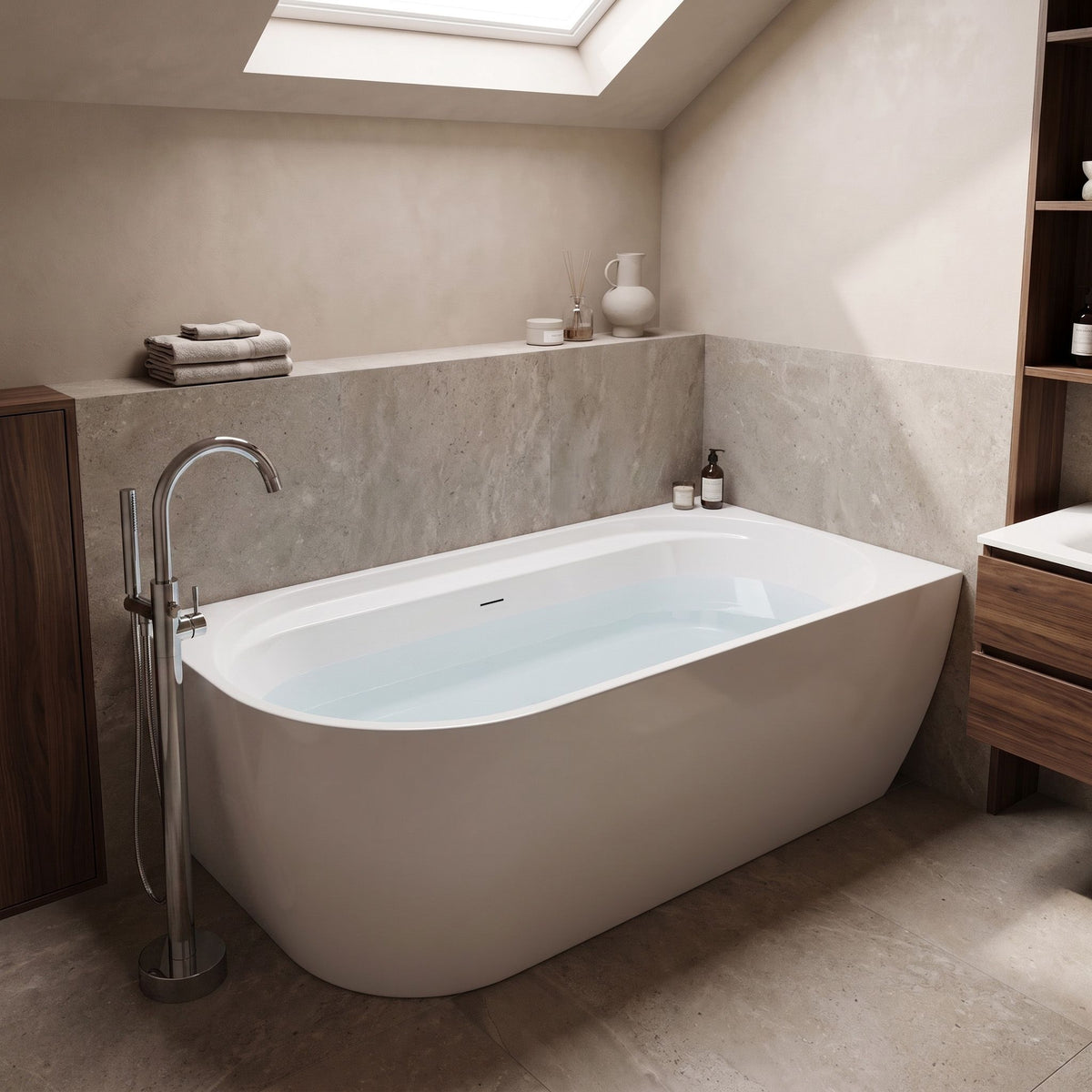 Acryl Eckbadewanne Rea Marion Right 170cm Schwarze Stöpselabdeckung 5