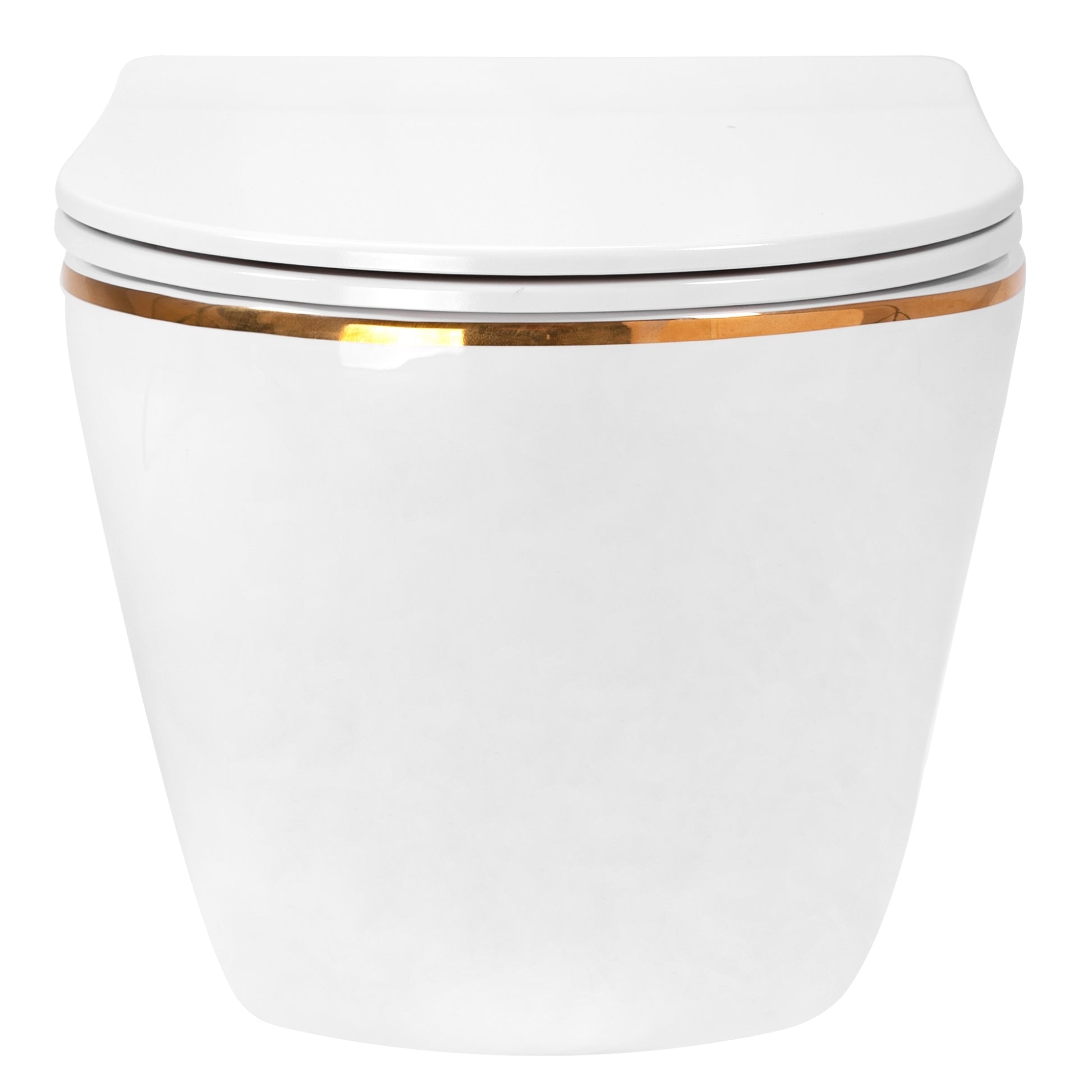 WC Schüssel Randlos Carlo white Mini Flat Gold Edge  2