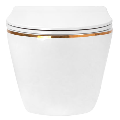 WC Schüssel Randlos Carlo white Mini Flat Gold Edge  2