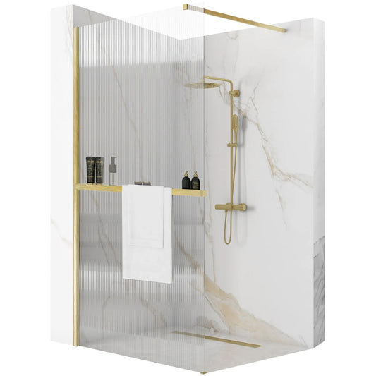 Duschwand Rea Aero Intimo Gold Brush 90 Walk In + EVO  1