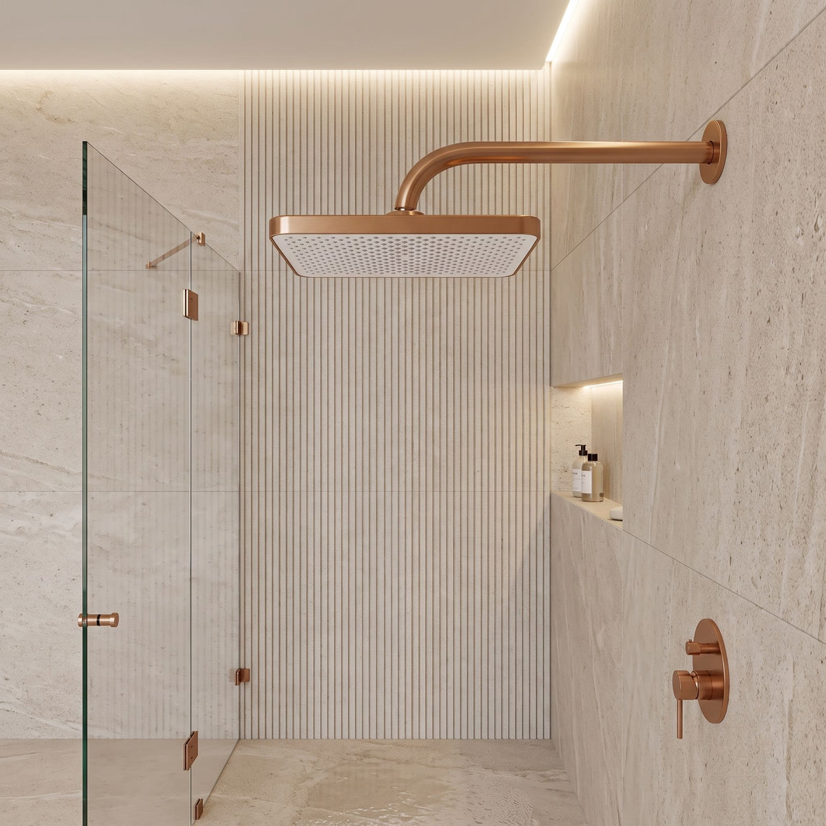 Rechteckige Regendusche REA JS-032 Brushed Copper 2