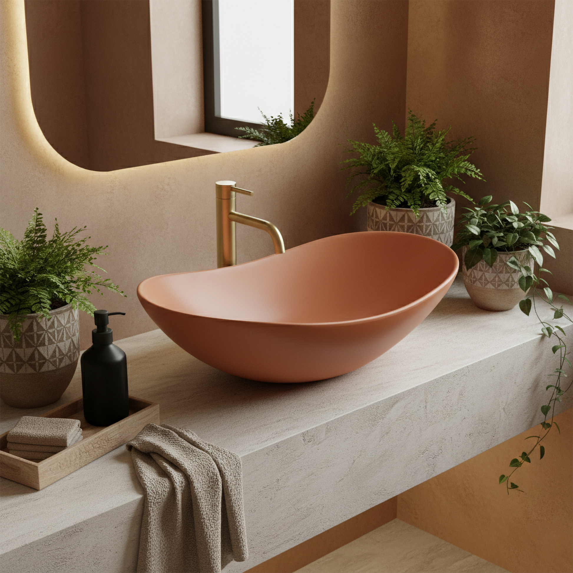 Aufsatzwaschbecken Rea Royal Cinnamon Matt  1