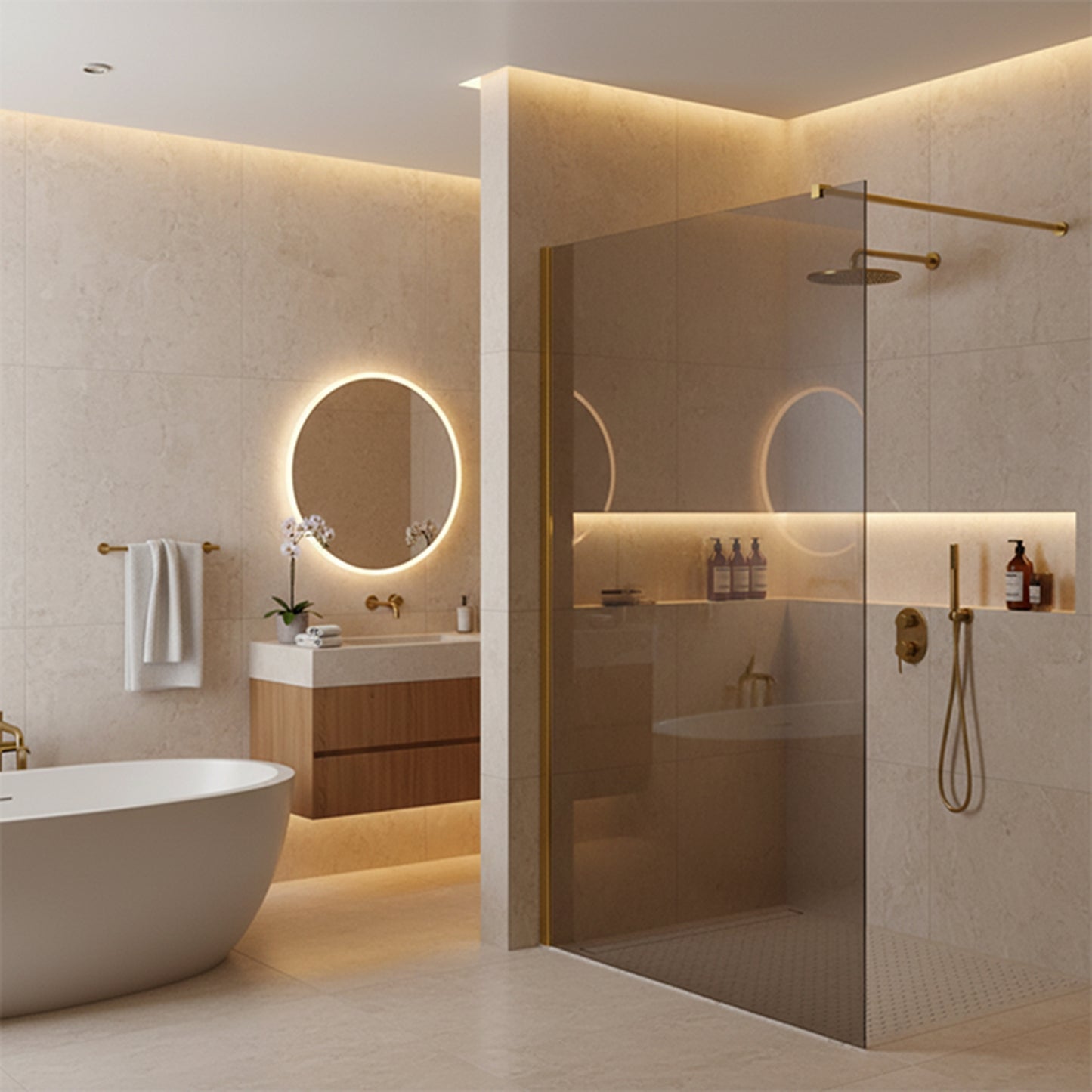 Duschwand Rea Flexi Grey / Gold 90  5