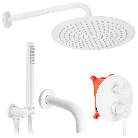 Unterputz Wannen-/Duschset Lungo WHITE Matt + BOX  1