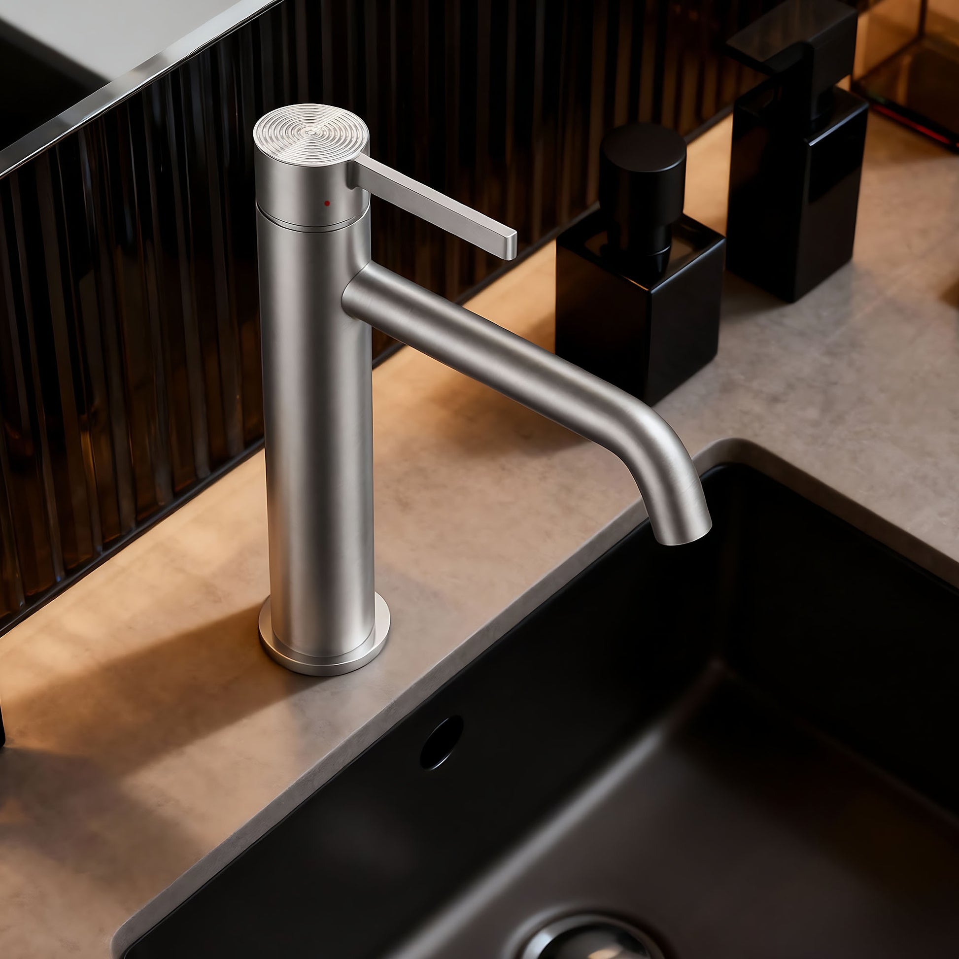 Waschbeckenarmatur Rea Foster Brush Nickel High  14