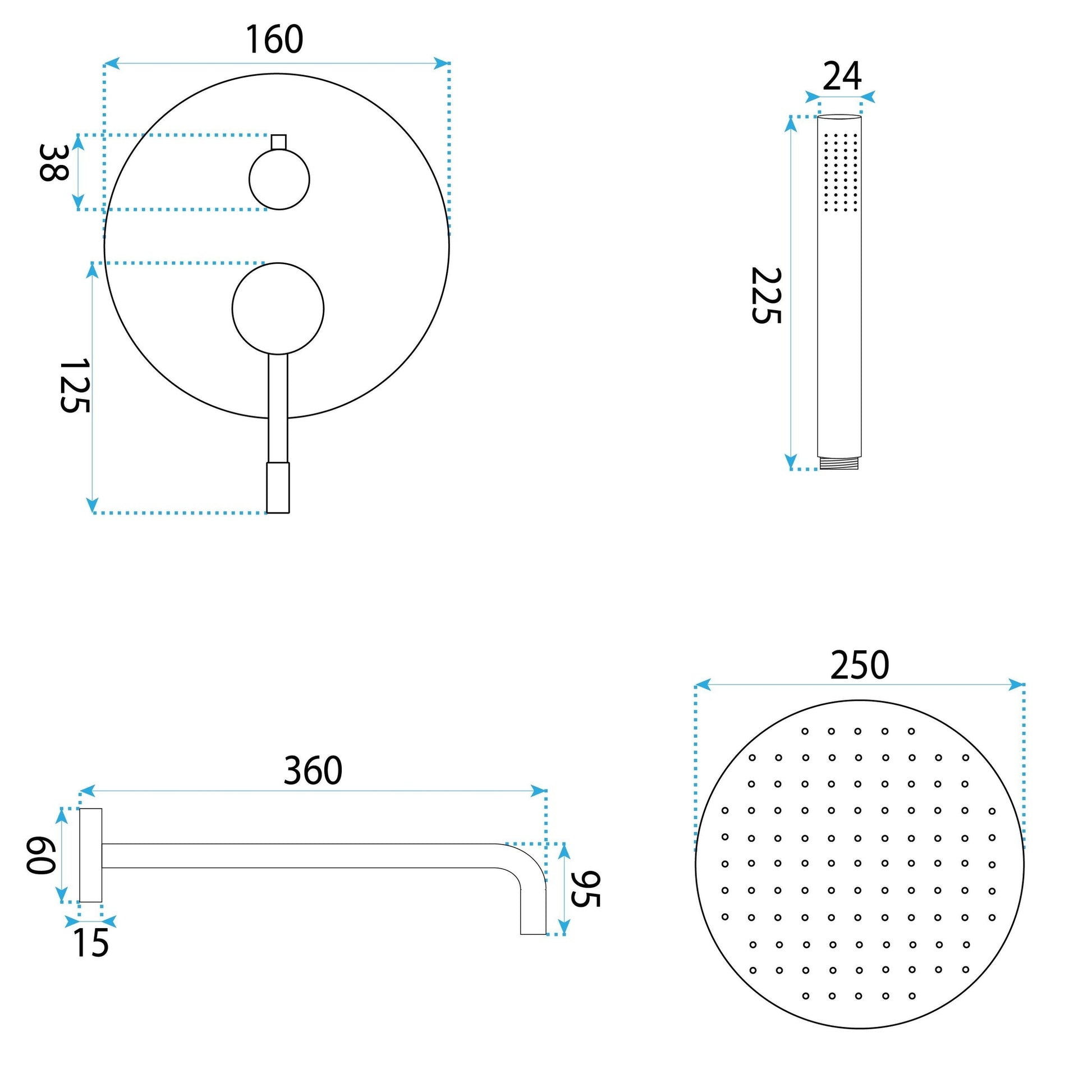 Unterputz Duschset Rea Lungo Diamond Copper + Box  7