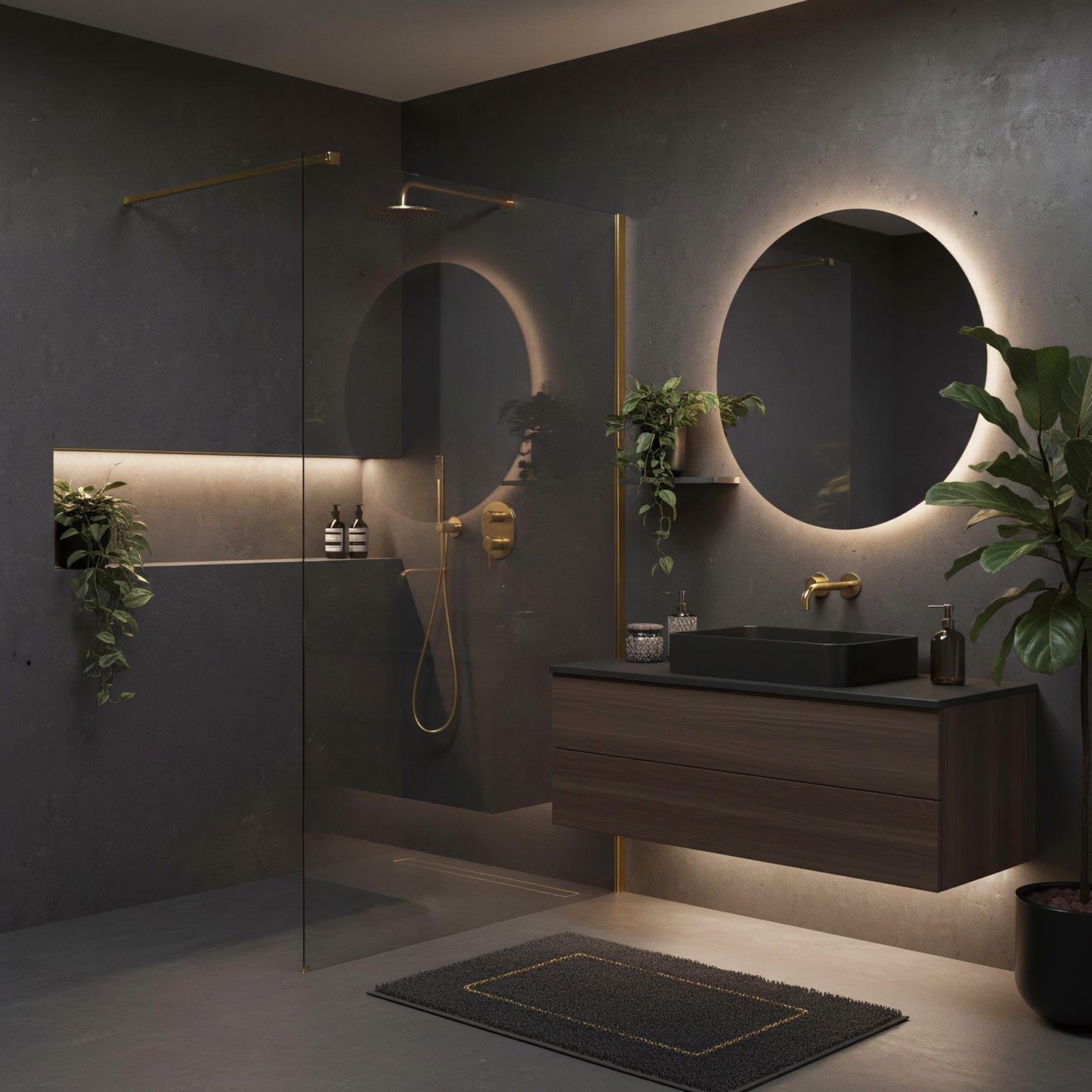 Duschwand Rea Flexi Transparent / Brush Gold 140  2