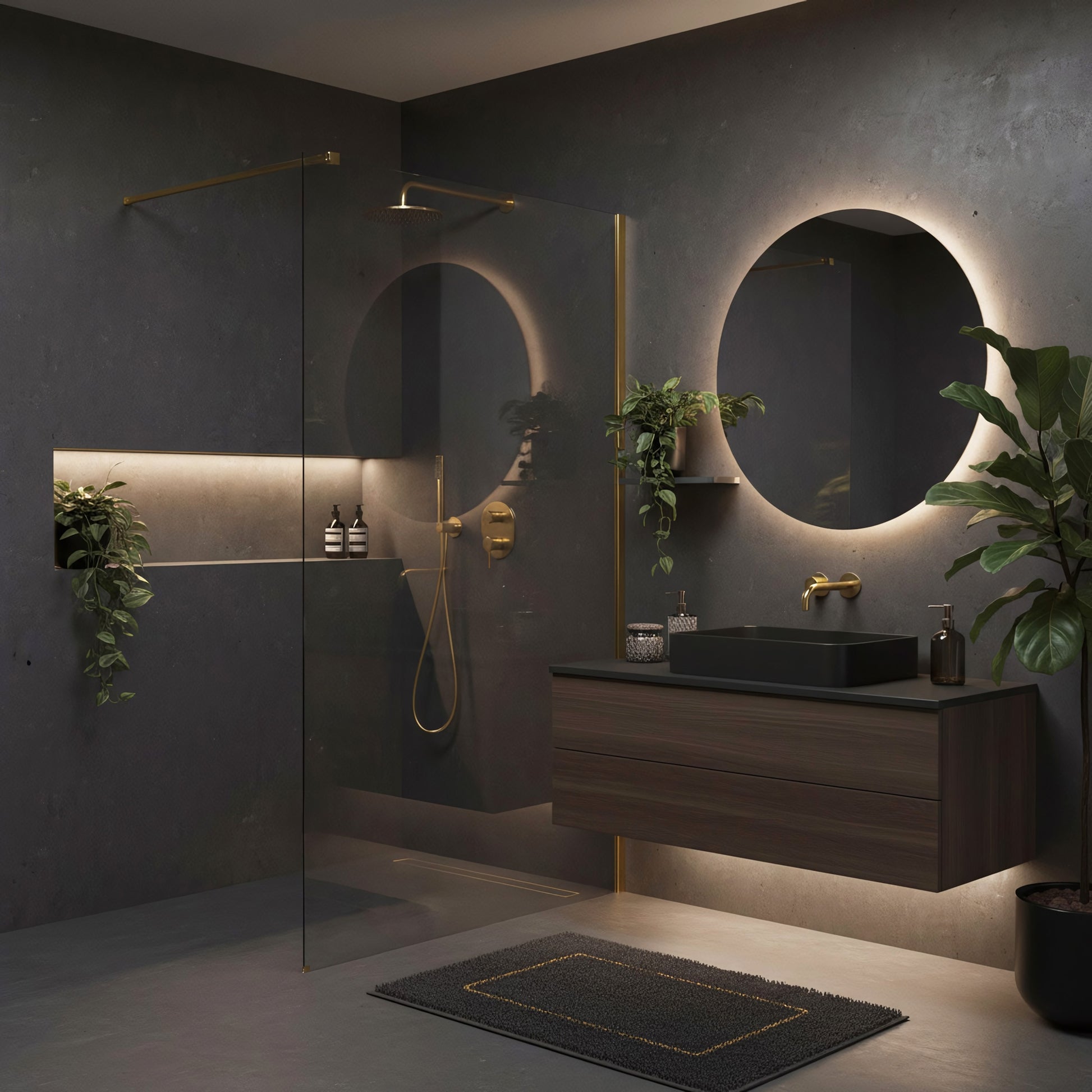 Duschwand Rea Flexi Transparent / Brush Gold 140  2