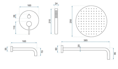 Unterputz-badewannen- Und Duschset Rea Lungo Titan + Box  8