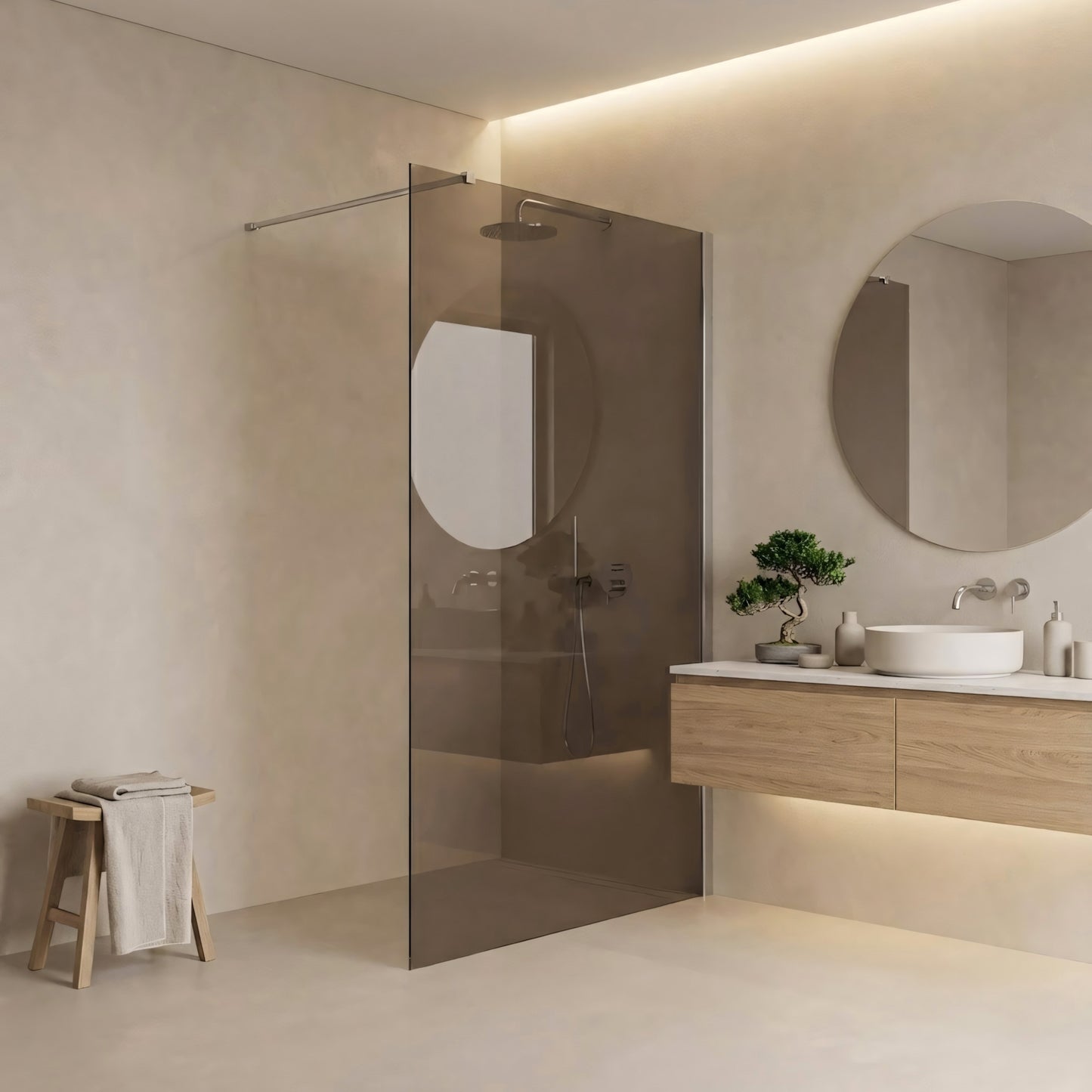 Duschwand Rea Flexi Brown / Chrome 140  2