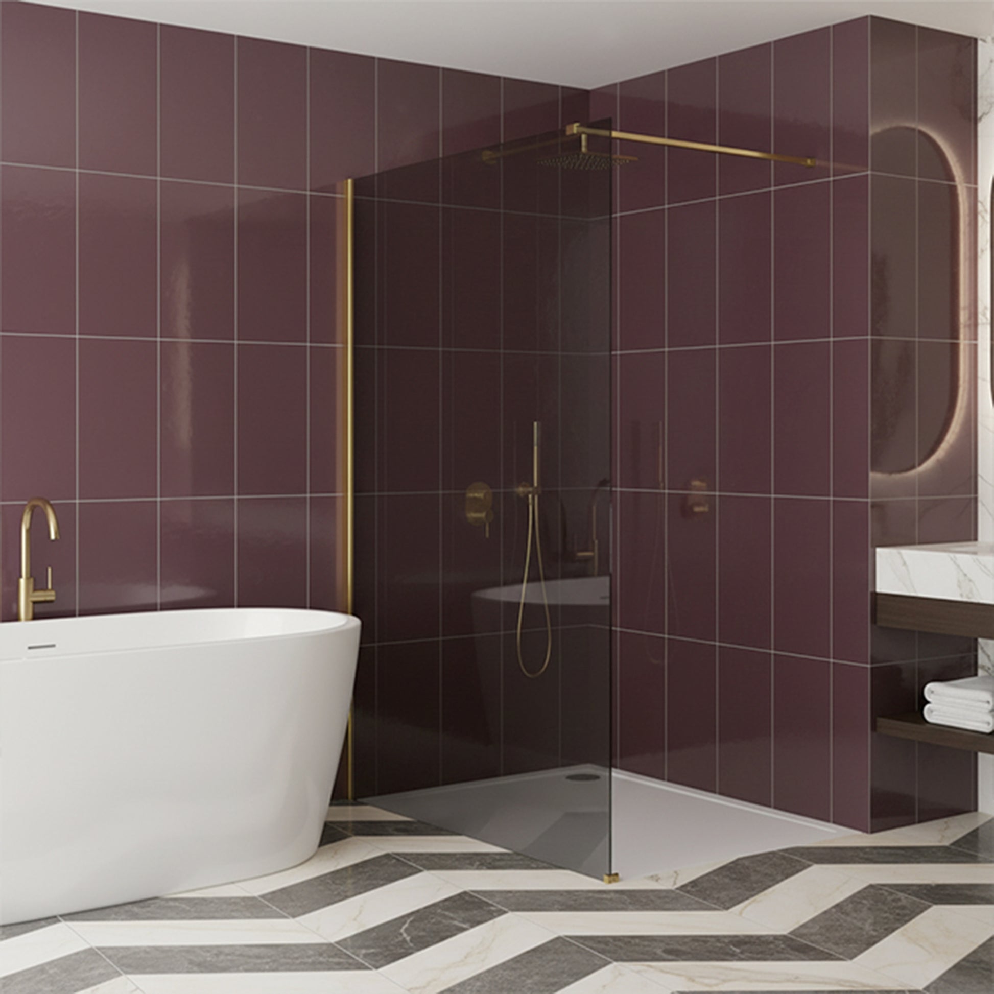 Duschwand Rea Flexi Grey / Gold 90  4