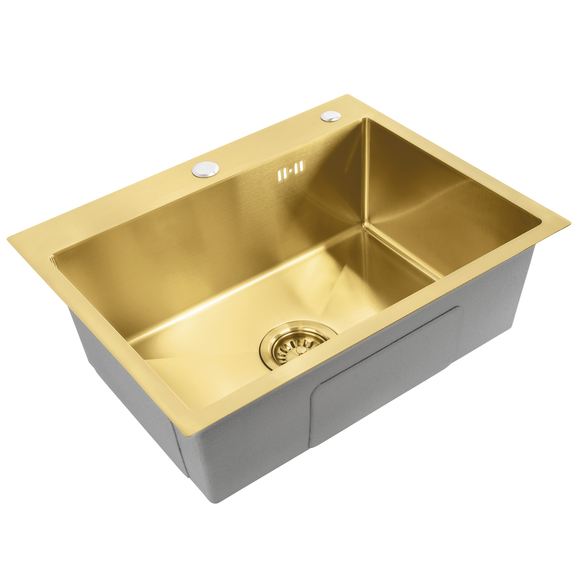 Edelstahlspüle Liam BRUSH GOLD mit Küchenarmatur 7