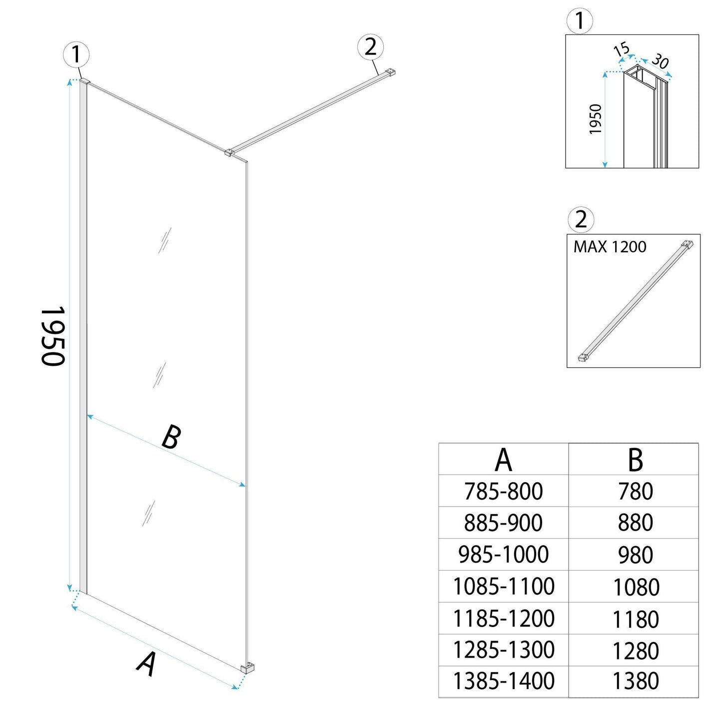 Duschwand Rea Flexi Transparent / Brush Gold 140  9