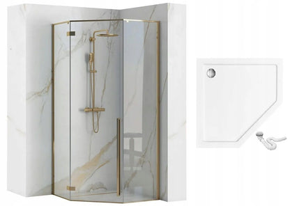 Duschkabine DIAMOND GOLD 90x90 mit Duschwanne Diamond 7