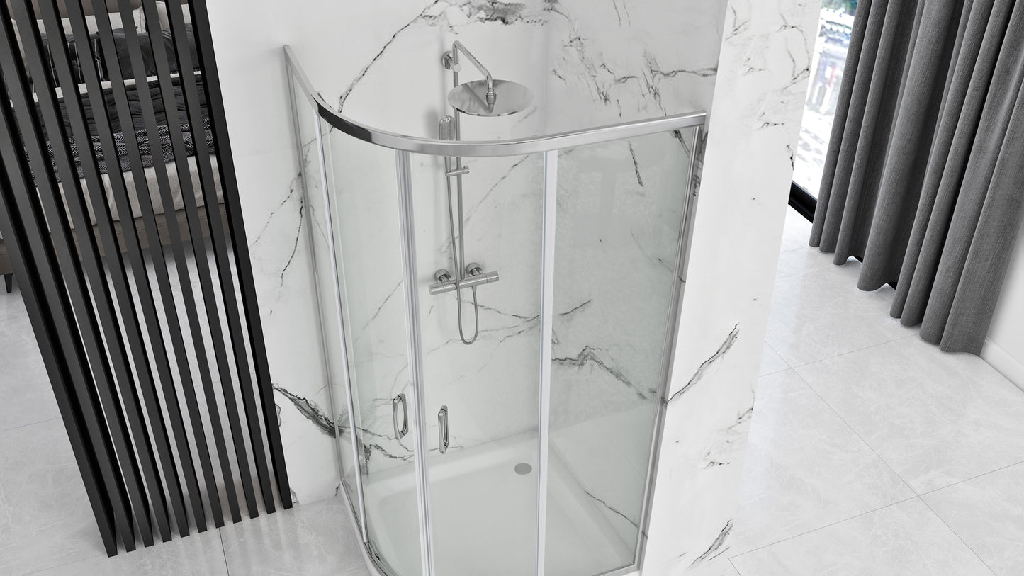 Duschkabine REA Look Chrome 80x80 Mit weißer Duschwanne Look 3
