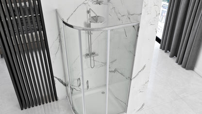 Duschkabine REA Look Chrome 80x80 Mit weißer Duschwanne Look 3